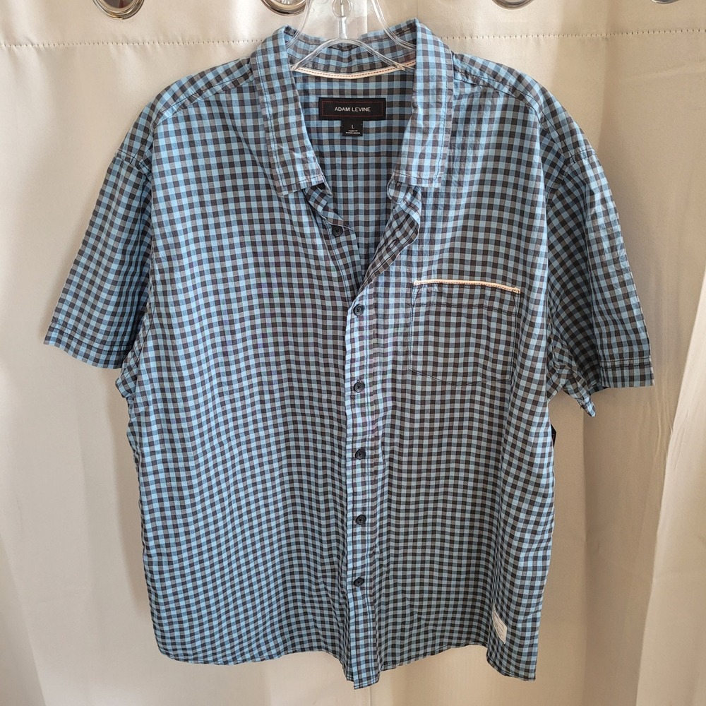 Adam Levine Mens Button Up Shirt Large Gingham Plaid Preppy Casual Classic 21838